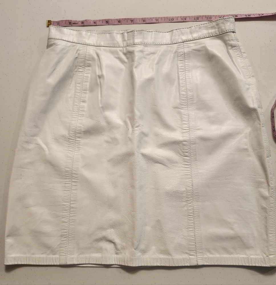 GIANNI VINTAGE WOMENS WHITE LEATHER MINI SKIRT SZ 4/6 WAIST 15 EUC